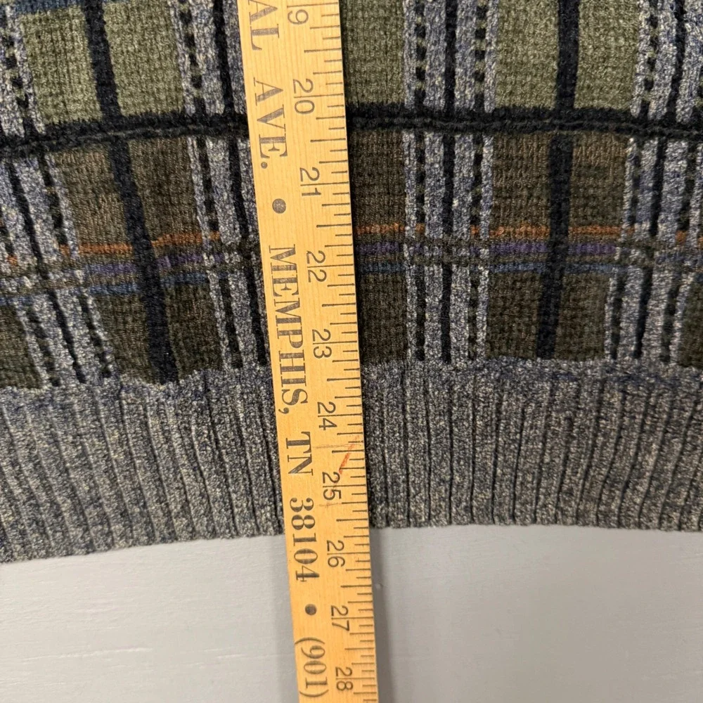 Vintage Dockers Plaid Crewneck Sweater Large‎ Green Brown Gray Retro Pullover